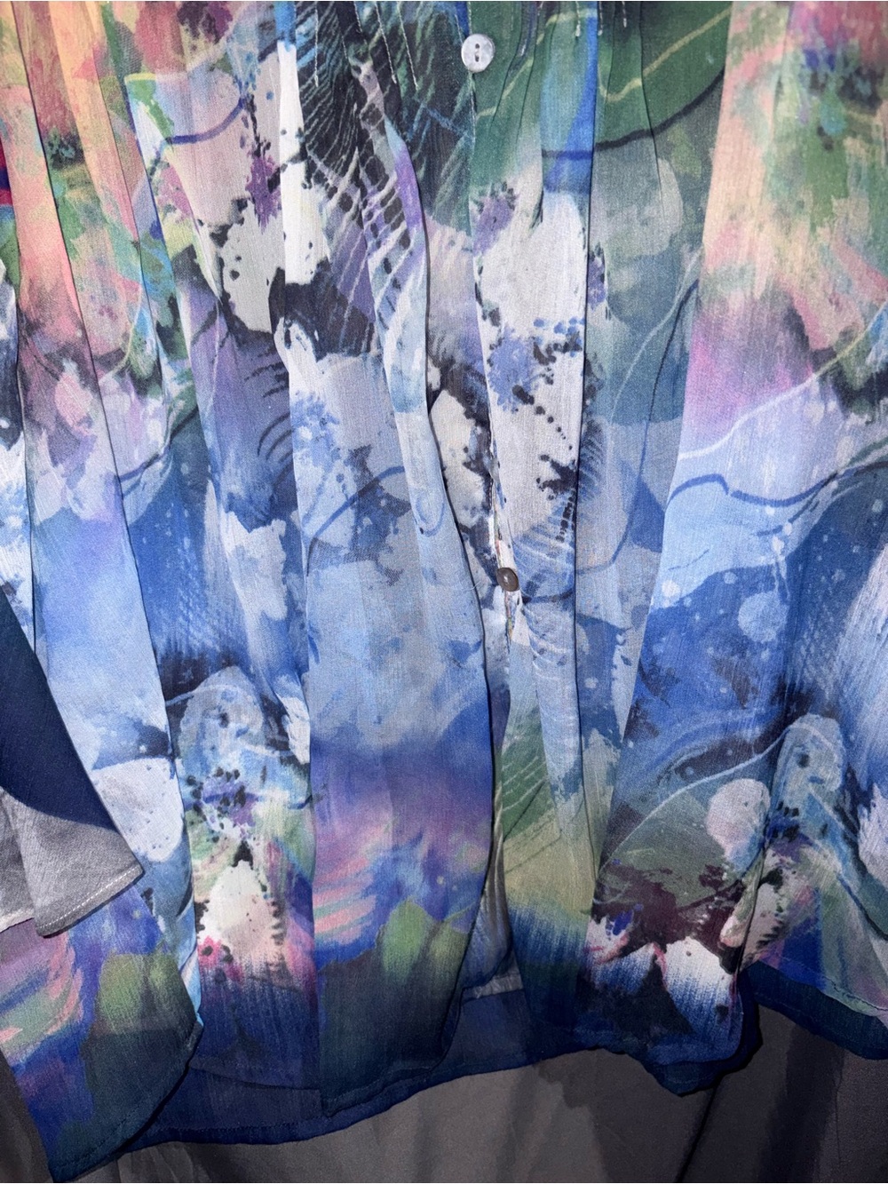 Sheer Multi-Color Abstract Print Blouse - Picture 3 of 7